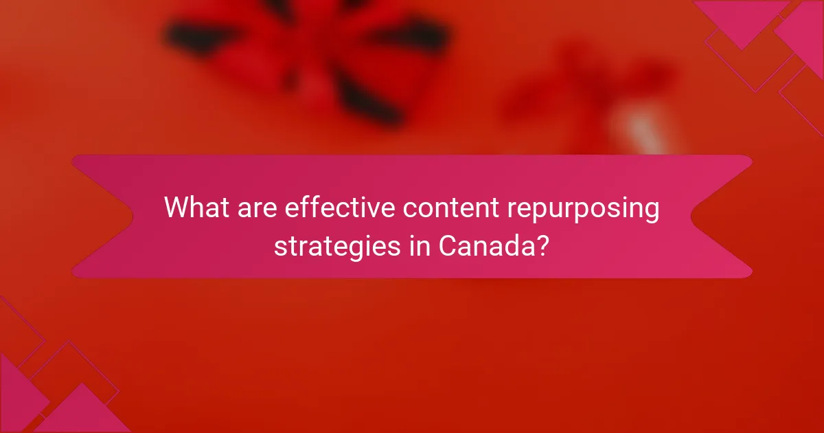 What are effective content repurposing strategies in Canada?