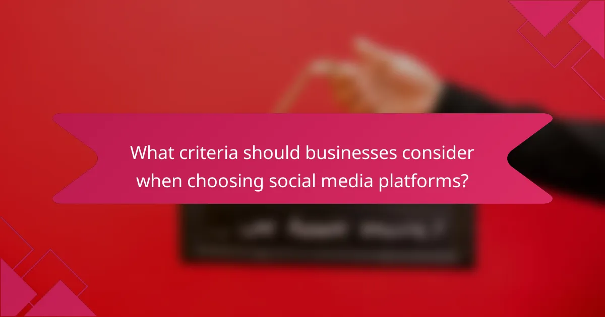 What criteria should businesses consider when choosing social media platforms?