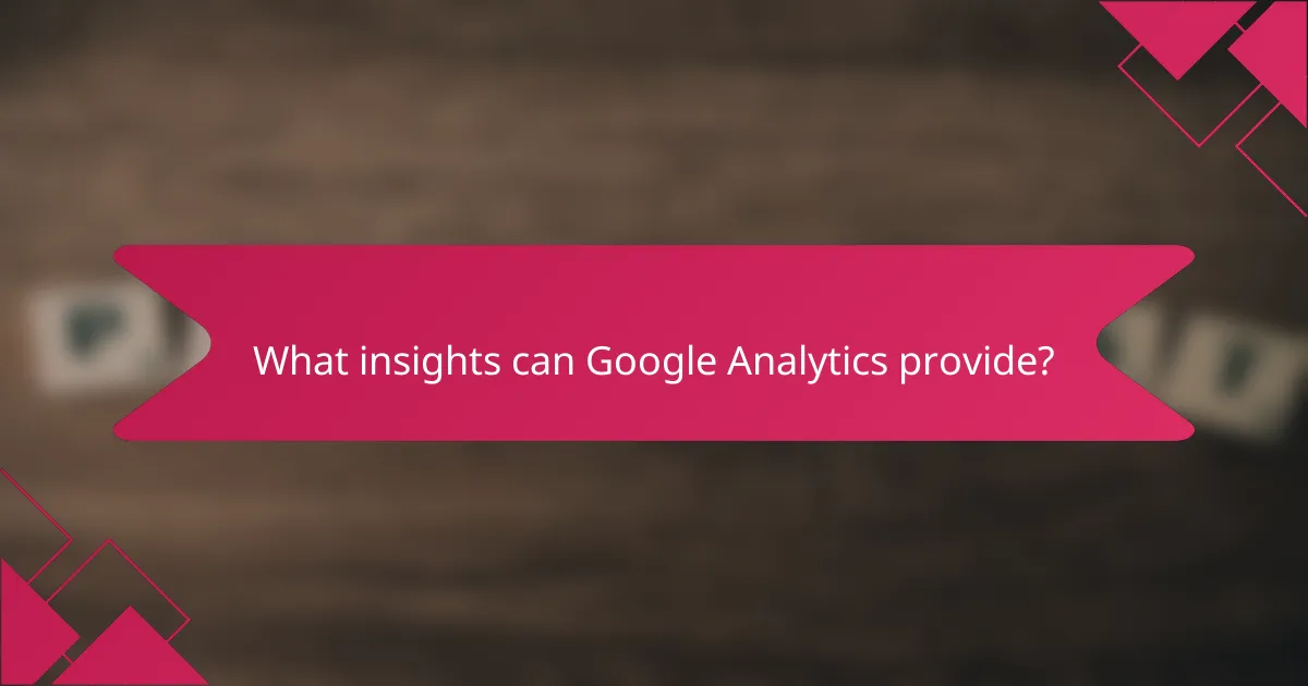 What insights can Google Analytics provide?