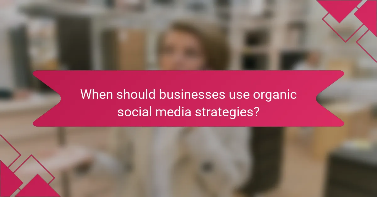 When should businesses use organic social media strategies?