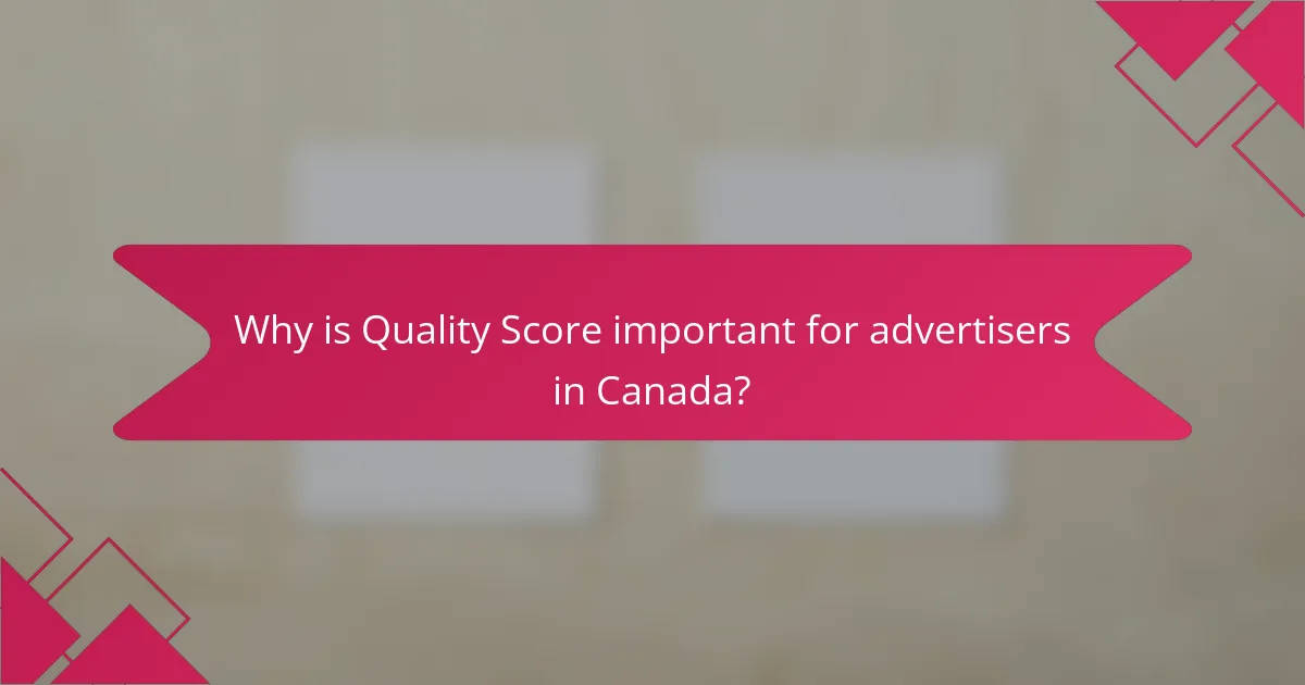 Why is Quality Score important for advertisers in Canada?
